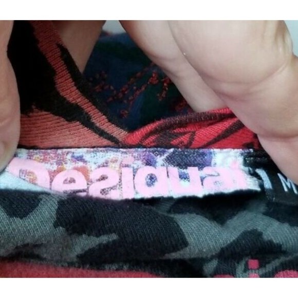 Desigual Designer Dress Hippie Boho Deep V Front and Back Art-To-Wear Size Med - Picture 8 of 11